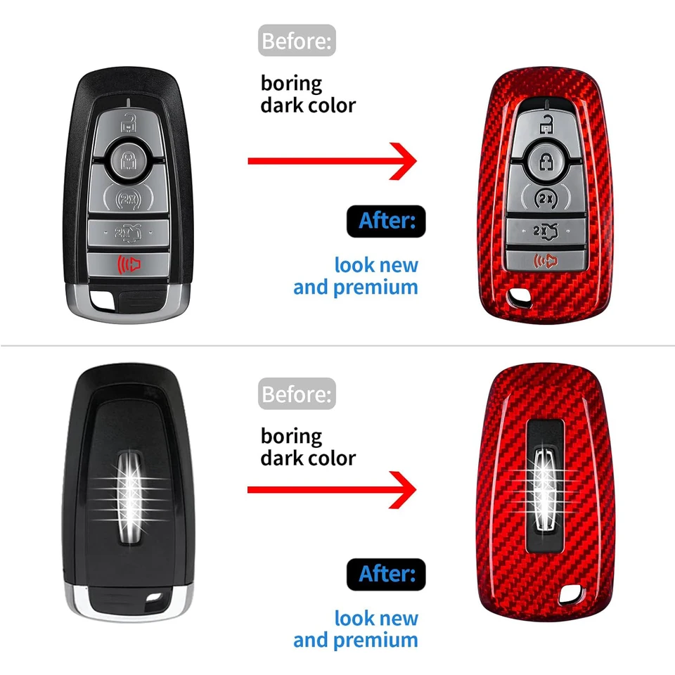 Real Carbon Fiber Key Fob Cover For Ford (F150, Mustang) & Lincoln (Navigator) Models
