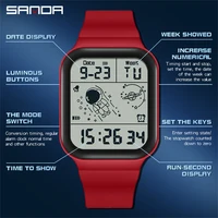 Sanda 6052 LED Display Digital Watch Square Astronaut Design Men's Women's Fashion Trend Youth Electronic Timepiece for Students 2