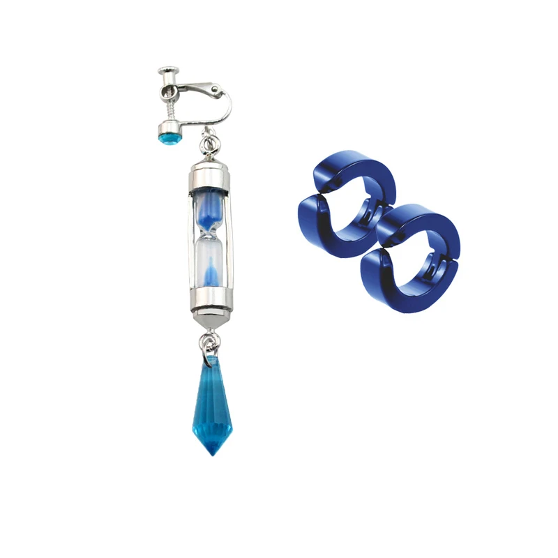 Vanitas Earrings The Case Study of Vanitas No Karte Props Hourglass Ear Clip Jewelry Gifts Ear Cuff UFO Crystal Stud Earring stud earrings,crystal earrings