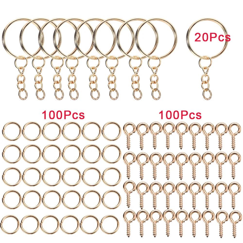 110/220Pcs Keychain Open Jump Rings Eye Pins Jewelry Making Accessories  Kits for DIY Epoxy Resin Key Chain Key Ring Pendants