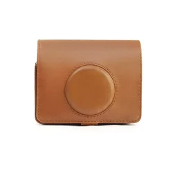 Vintage-Style Leather Camera Case with Shoulder Strap and Protective Shell Accessories (Brown)