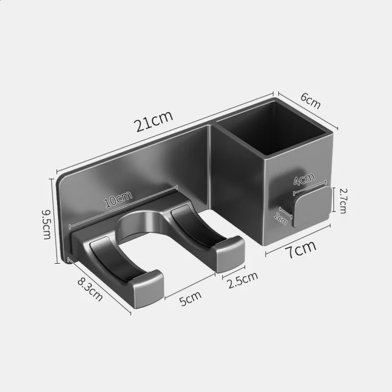 Wall Mounted Hair Dryer Holder Bathroom Shelves Shaver Hair Dryer Stand with Storage Box Toilet Organizers 2