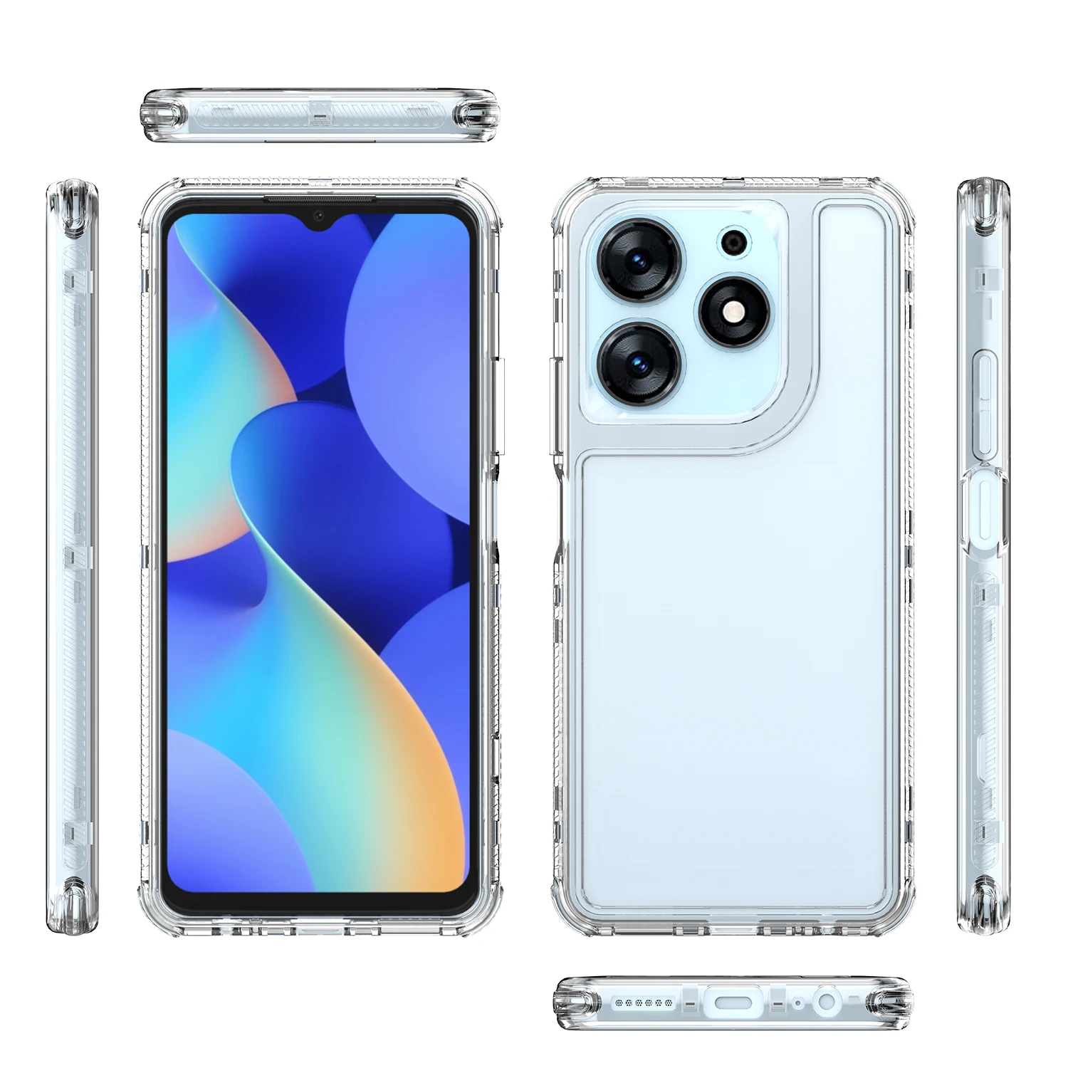 Rugged Armor Shockproof Phone Case with Hard Plastic Frame and Transparent TPU Back Cover