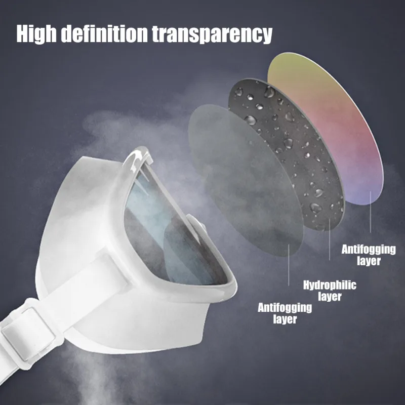 Flat Light Swimming Goggles Anti-fog Snorkeling Diving Swim Eyewear Waterproof Big Frame Glasses Men Women Swimming Accessories 4