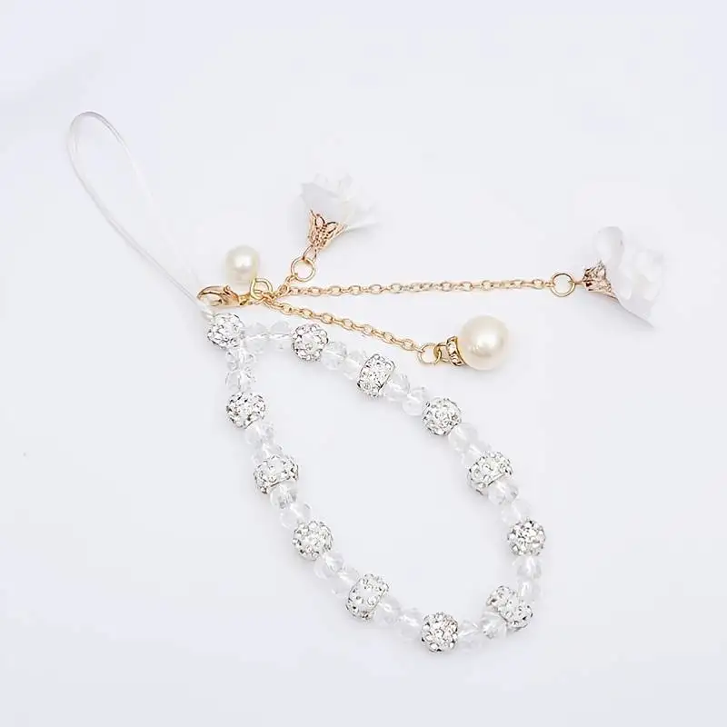 Hermoso cordón de cristal con forma de flor para teléfono, cadena con dije para teléfono celular, llavero, bolso para mujer y niña, colgante para cámara para estuche_voghion.com