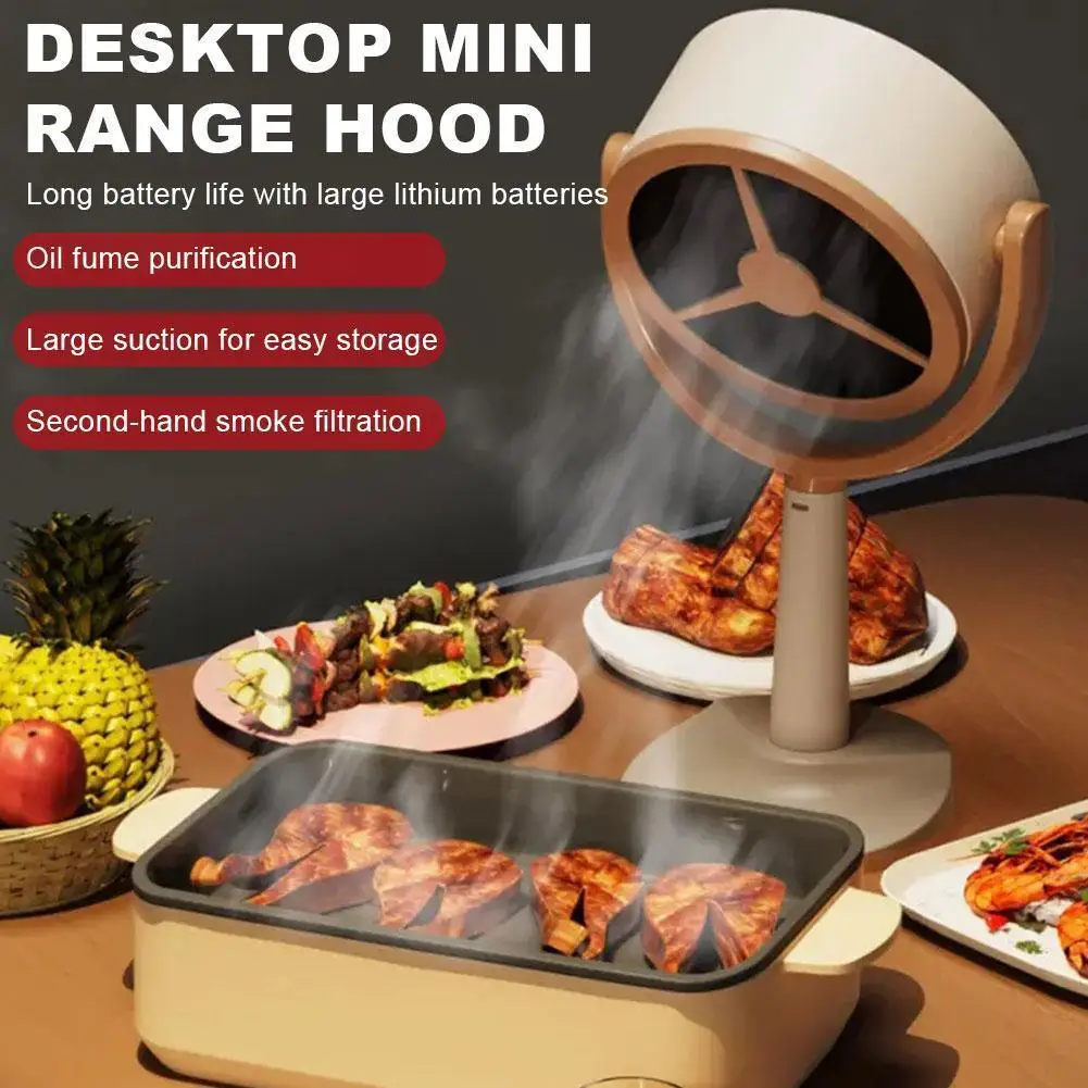 Description Picture 6 of itemDesktop Portable Range Hood BBQ Exhaust Extractor 5V 8W 3000mAh with 10 Filter Sponges Adjustable Angle for Indoor Hot Pot BBQ
