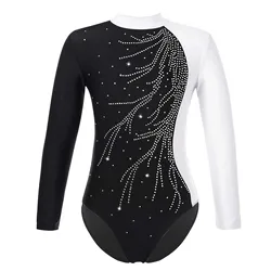 Kids Girls Ballet Dance Costumes Leotard Long Sleeves Gymnastics Workout Bodysuit Keyhole Back Figure Skating Dancewear Jumpsuit