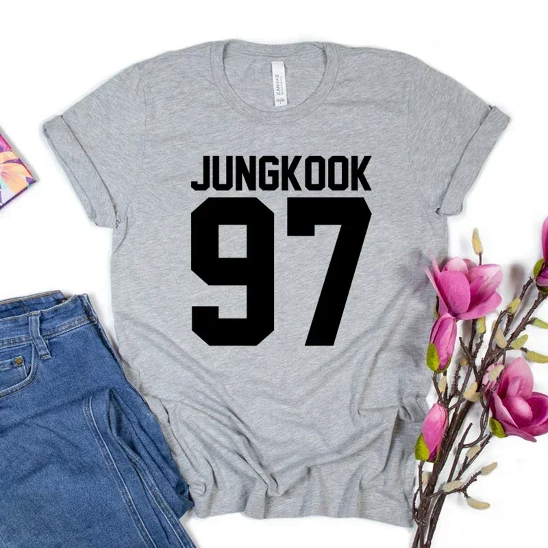 Jungkook 97 Grafische Tee Kpop Muziek Groep Shirt Jungkook Jimin Suga J-Hoop Shirts Leger Boter Tshirt Fans women t shirt 2