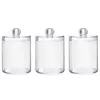 3pcs Makeup Cotton Swab Box Jar Ball Pad Clear Round Stackable Storage Holder Multi Purpose Lipstick Bathroom Storage Supplies 1