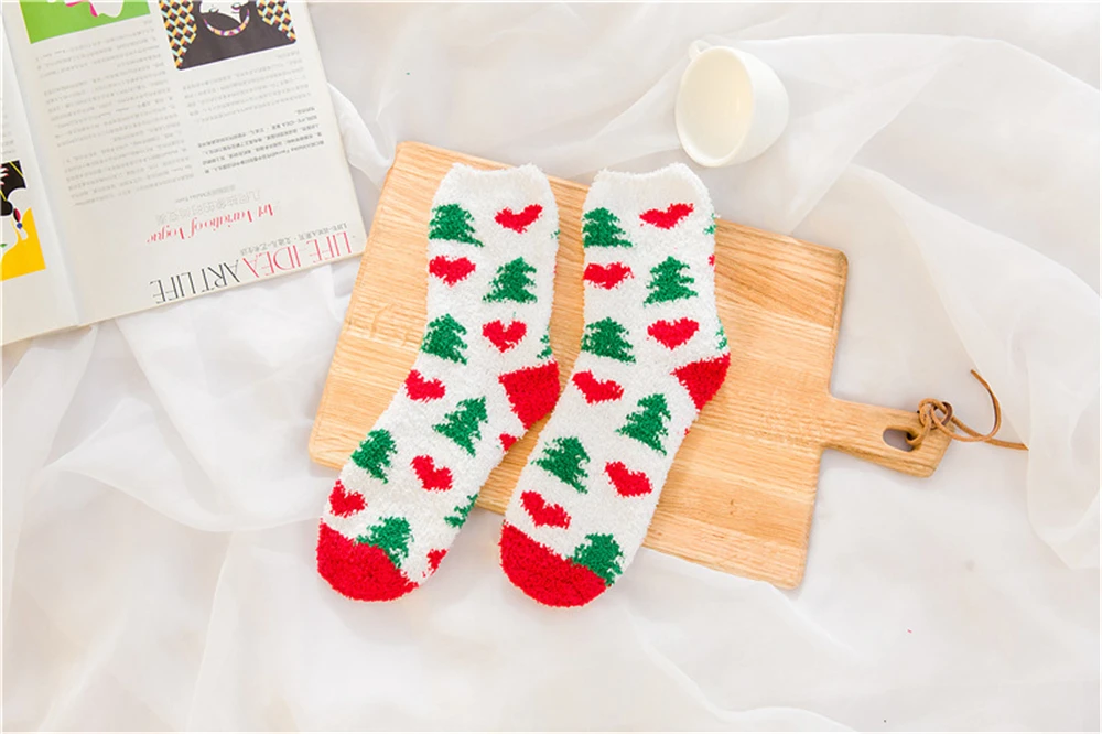 3 Paare/los Weihnachten Verdickung Frauen Schöne Plüsch Warm Halten Schlafen Schlafzimmer Lustige Nette Socken Winter Kawaii Neuheit Geschenk – Detail 20