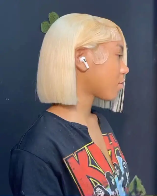 Vietnamesisches Remy-Echthaar, 13 x 4 HD-Spitze-Front-Bob-Perücke, 613, honigblond, super doppelt gezogen, knochengerade, leimlose Perücke für Frauen – Detail 17