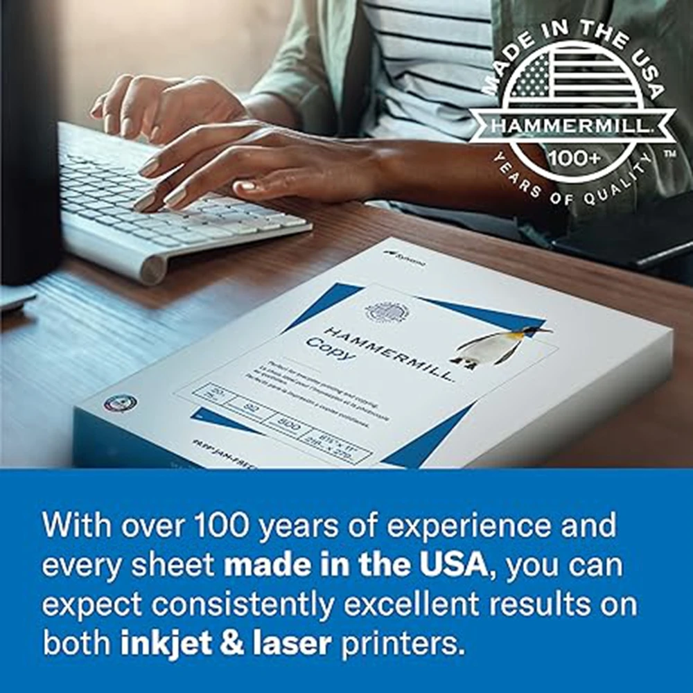 Hammermill Printer Paper, Premium Color 28 lb Copy Paper, 8.5 x 11-6 Pack (1,800 Sheets)-100 Bright