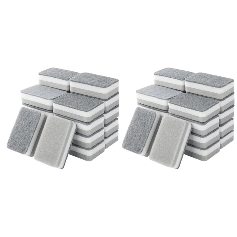 

Heavy Duty Scrub Sponges,Dual-Sided Dishwashing Sponge For Kitchen,Multi-Use Deep Cleaning Scrub Sponge,Gray 40 Pcs