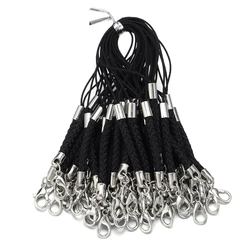 Multicolor Braided Lanyards with Lobster Clasps for DIY Jewelry and Keyrings - Pack of 10 (Black)