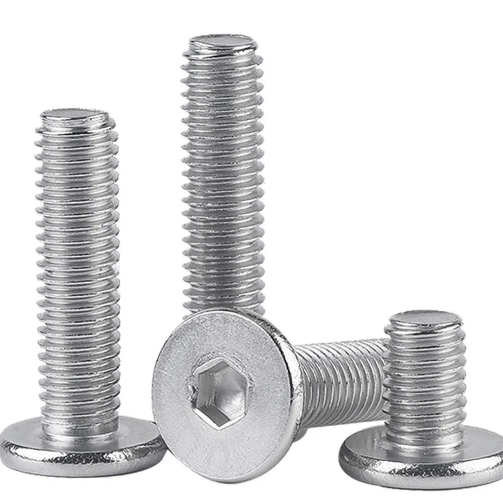 M1.6 M2 M2.5 M3 M4 M5 M6 M8 Hex Hexagon Socket Ultra Thin Flat Wafer Allen Head Bolt Screw 304 Stainless Steel 10pcs stainless steel screw