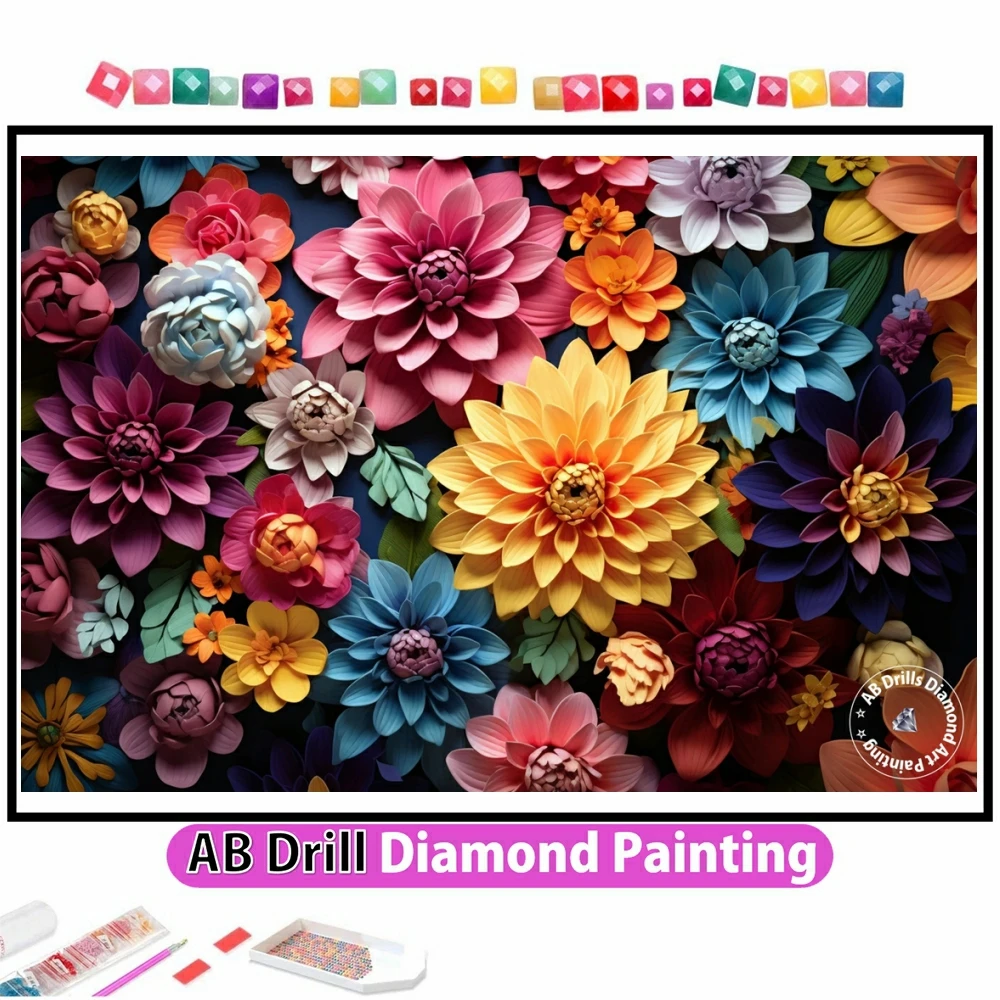 

Kaleidoscope Blooms 5D DIY AB Diamond Painting New Arrivals Flower Fantasy Are Cross Stitch Kit Mosaic Embroidery Home Decor