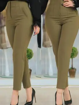 Women Pants Solid Color Pencil Pants Zipper Fly Casual Slim Fit Flat Office  Lady Sheath Sexy Pockets Ankle Length Solid - AliExpress