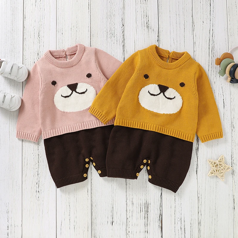 

Newborn Baby Romper Cotton Knit Toddler Clothing Long Sleeve Autumn Onesies Boys Girls Jumpsuit Outfits Fashion Cute Bear Infant