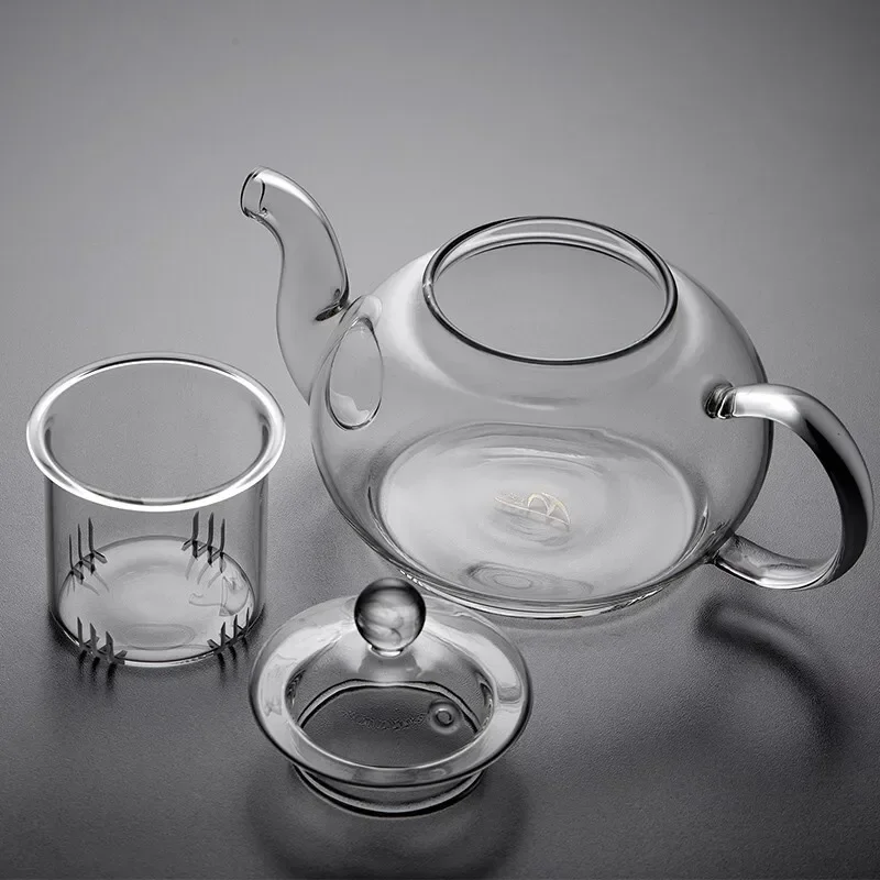 Heat-resistant Glass Household Transparent Teapot with Infuser Tea Leaf Herbal Coffee Pot Sets Jasmine Tea Teaware
