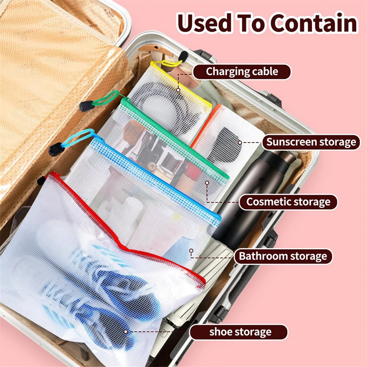 24Pcs Mesh Zipper Pouch Bags-8 Sizes Zipper Pouches for Organization,Mesh  Bags with Zipper File Bag with Zipper - AliExpress