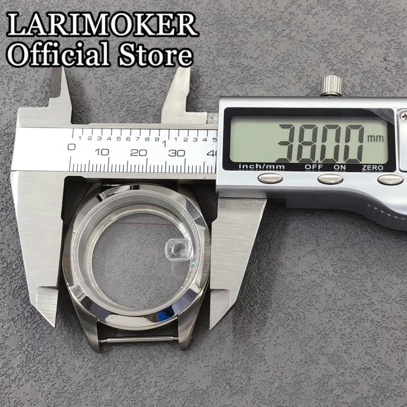 LARIMOKER 38 mm Saphirglas-Silber-Uhrengehäuse, polierte Slope-Lünette, wasserdicht, passend für NH34NH35ETA2824 PT5000 Miyota9015 Uhrwerk – Detail 14