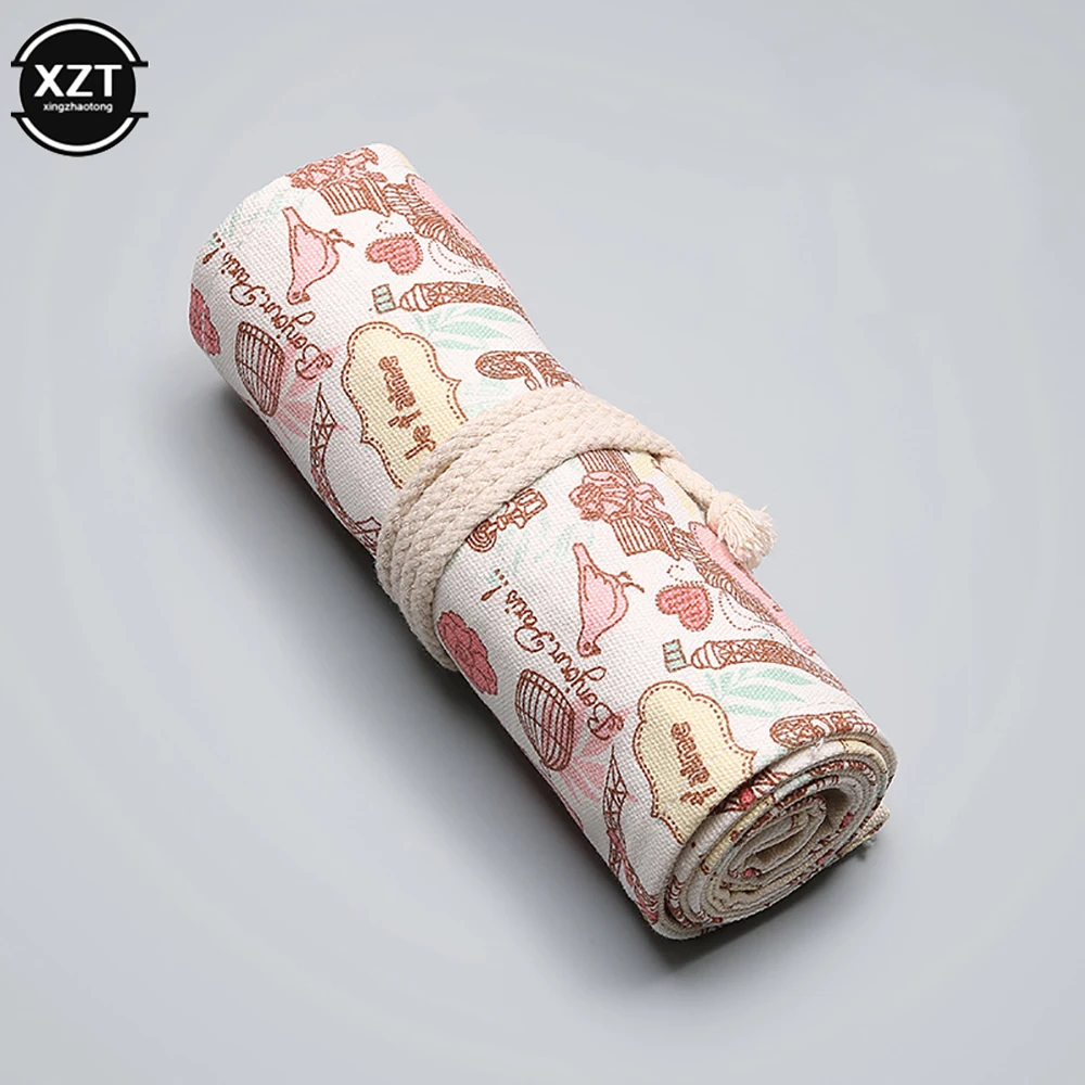 새로운 12/24/36/48/72 구멍 롤 컬러 연필 케이스 Kawaii 학교 캔버스 펜 가방 소녀 소년 귀여운 대형 연필 케이스 상자 편지지