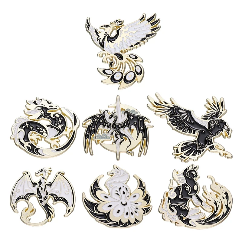 Tiere Emaille Pin Adler Drache Vögel Brosche Abzeichen Schmuck Zubehör Großhandel Revers Metall Geschenke Rucksack Hut Freunde