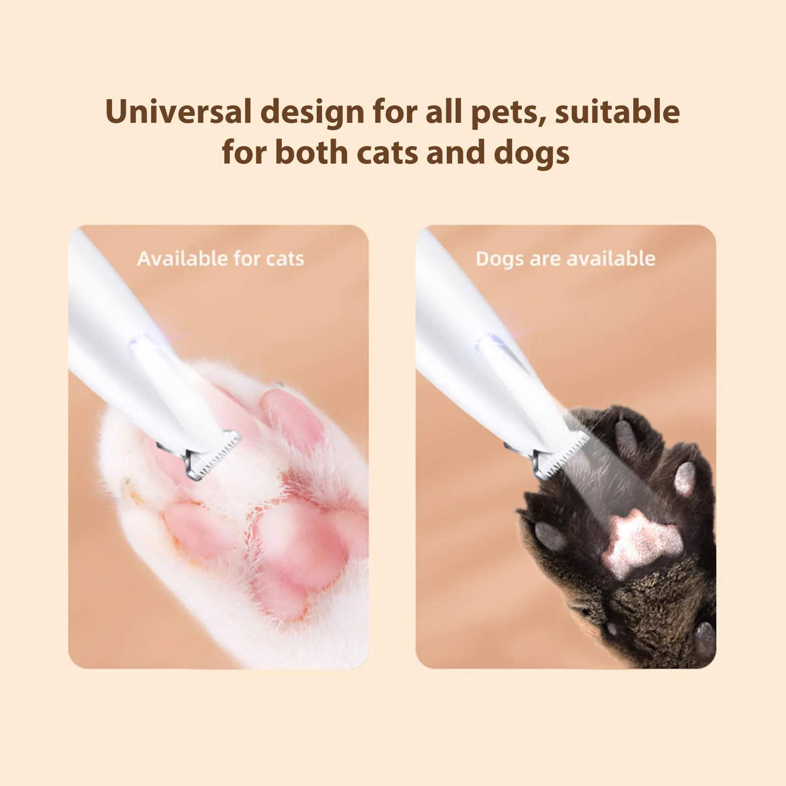 Dog Paw Hair Trimmer Pet Paw Trimmer with LED Light Efficient Low Noise Rechargeable Electric Dog Hair Clipper for Pets