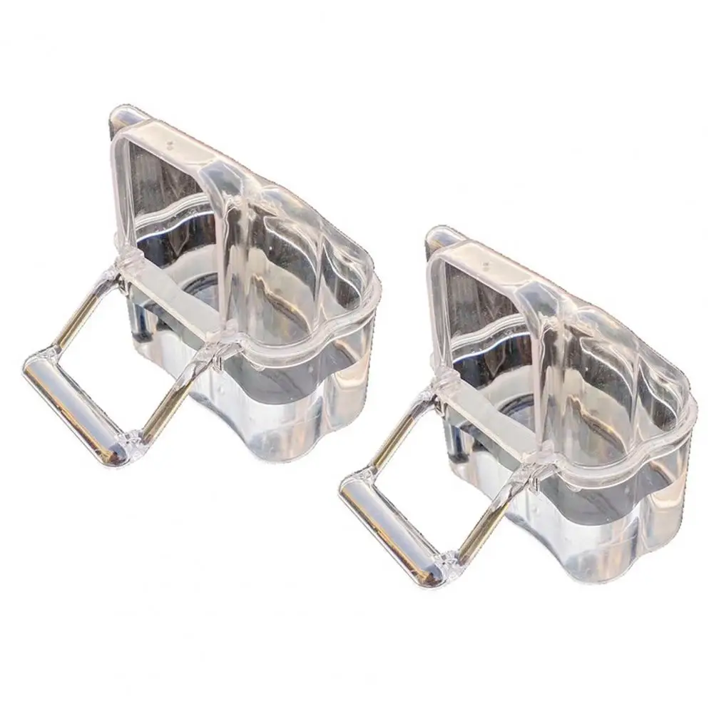 

2Pcs Parrot Feeder Large Capacity Water Bowl Transparent Bird Trough Pet Parrot Food Dispenser Cage Accessories