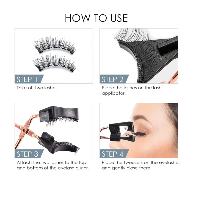 Magnetic False Eyelash Set With Eyelash Curler glue free reuseable easy wear 8pcs/12pcs 2/5 2Pairs fake eyelashes