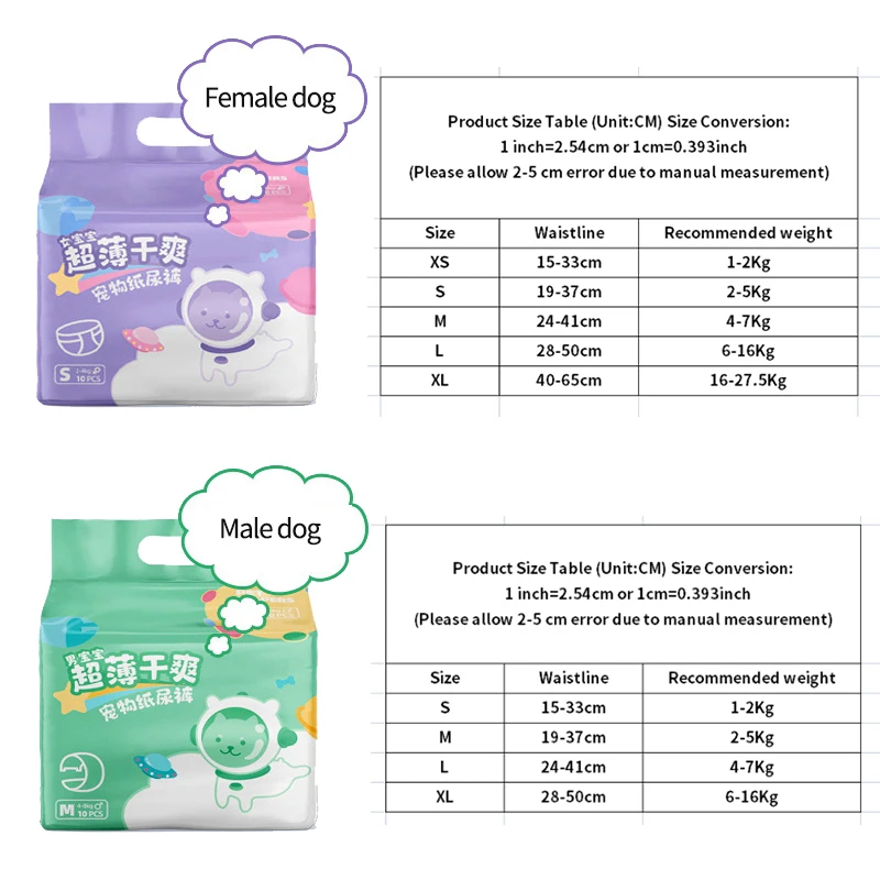 10Pcs Dog Diapers Super Absorption Physiological Pants Females Disposable Leakproof Nappies Diapers for Small Medium Dogs dog diapers,pet diapers,dog nappies