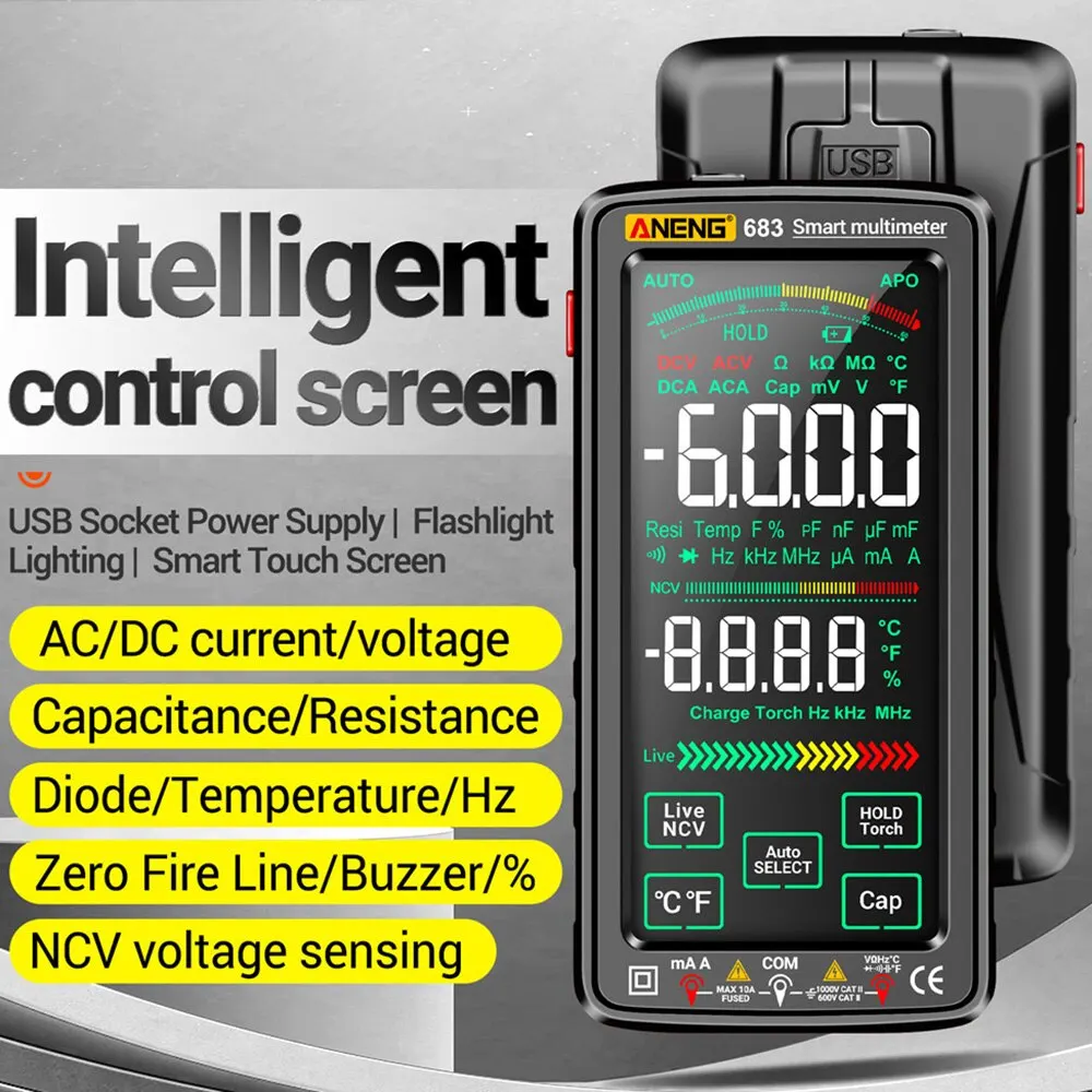 ANENG 682 683 6000 īƮ  Ƽ, Ʈ ȭ   跮 NCV ׽, 5 ġ LCD Ʈ 