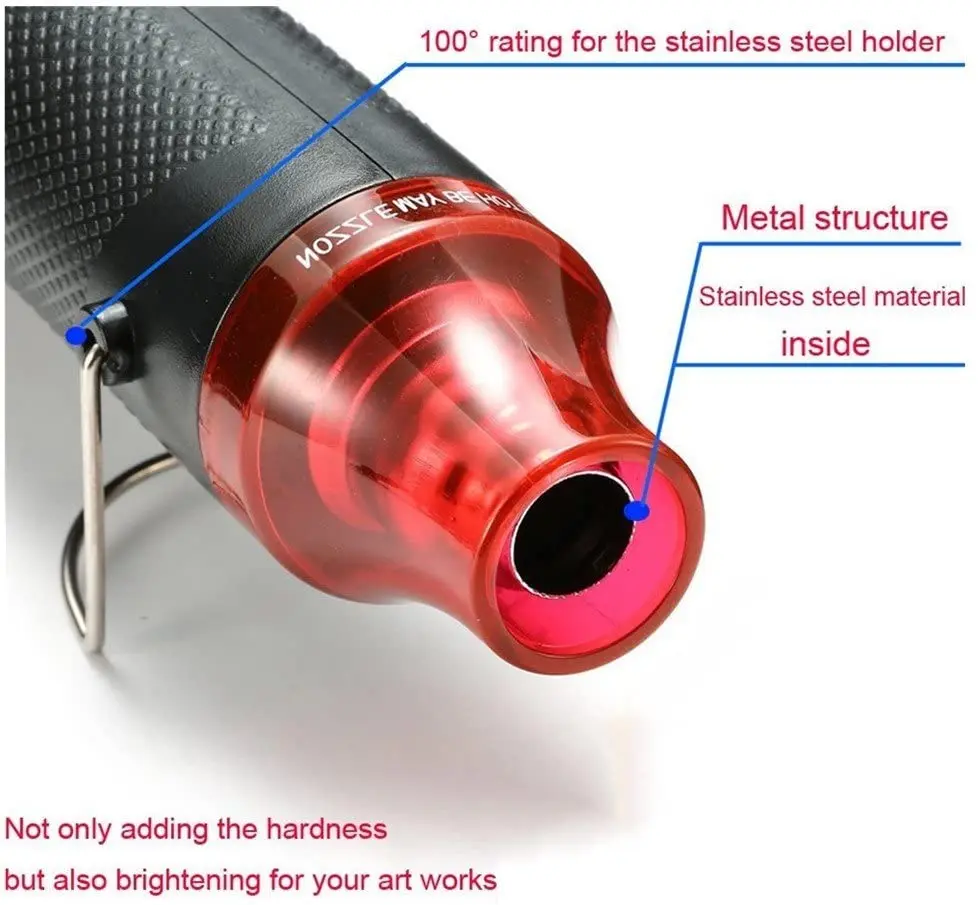 300W Electrical Mini Heat Gun Handheld Hot Air Gun with 600PCS Heat Shrink Butt for DIY Craft Embossing Shrink Wrapping PVC 5