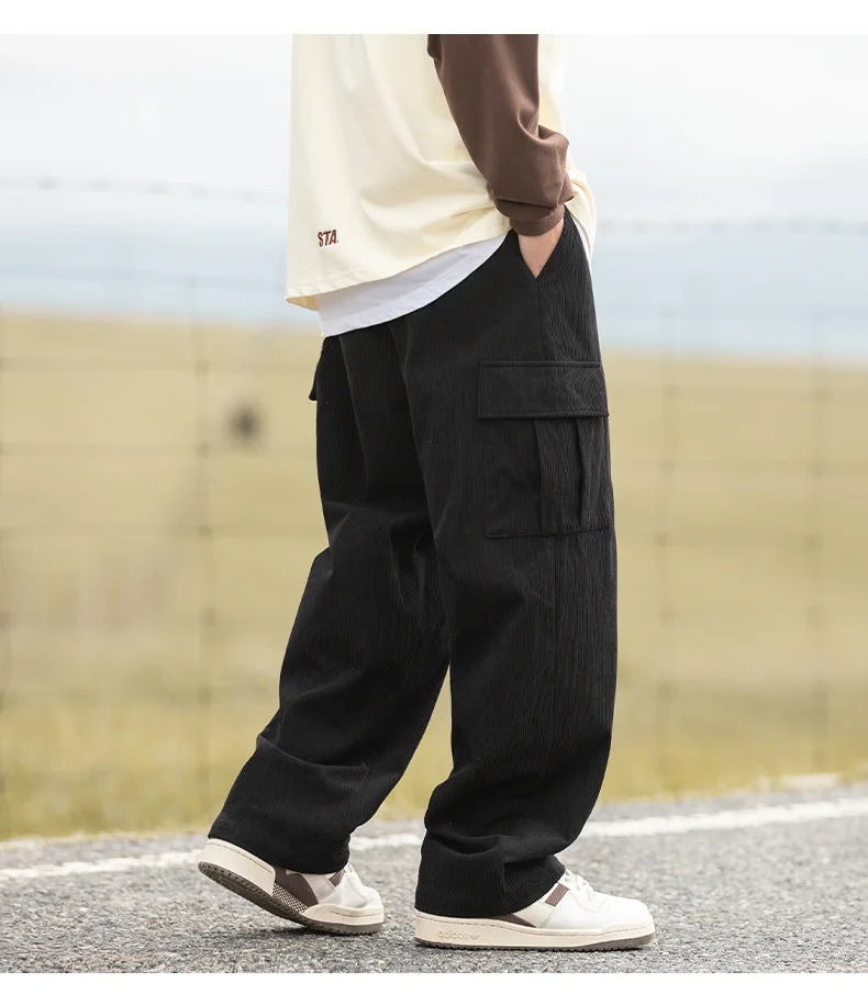 calças pretas carga, masculino Hip Hop, Harajuku,