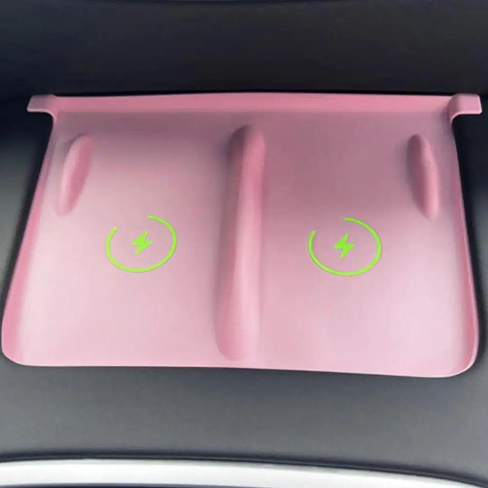 Silicone Wireless Charger Pad For Tesla Model Y Silicone Wireless Charging Mat For Tesla Model 3/y Glow Dark Car 무선 충전 패드