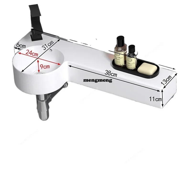 ตู้ล้างหน้าติดผนังแบบใหม่ ชุดอ่างล้างหน้าแบบแคบพิเศษ อ่างล้างหน้าเซรามิกแบบแขวนบนโถสุขภัณฑ์ 1