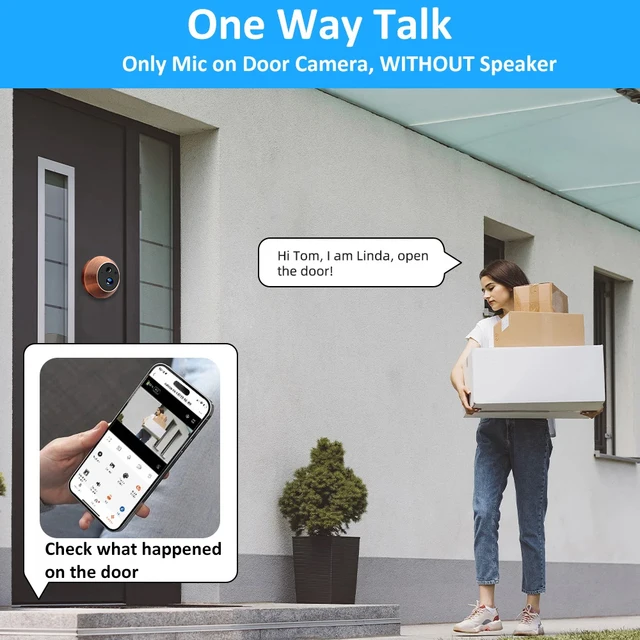 Mini Alexa Google Smart Tuya 3MP 140° Wide View Angle 2.4Ghz WiFi Magic Door Peephole Eye Digital Viewer Doorbell Battery Camera 4