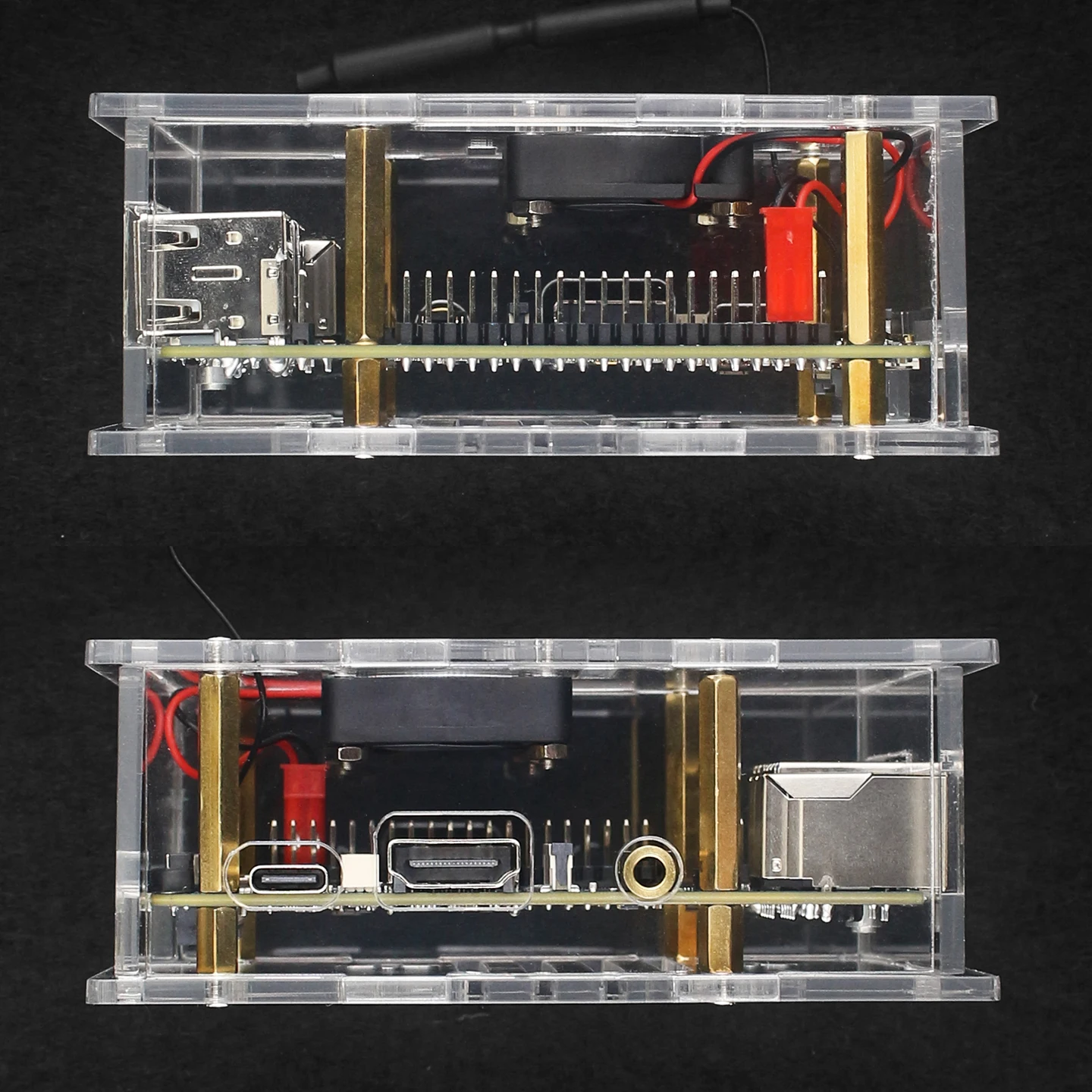 Transparent Acrylic Protective Case with Optional Cooling Fan and Heatsinks for Single Board Computers