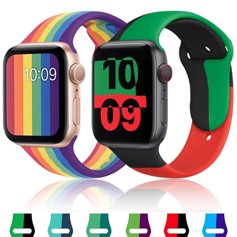 Ремешок силиконовый для Apple Watch Band 40 мм 44 новейший цветной браслет iWatch 3/4/5/6/SE/7 42 38 |
