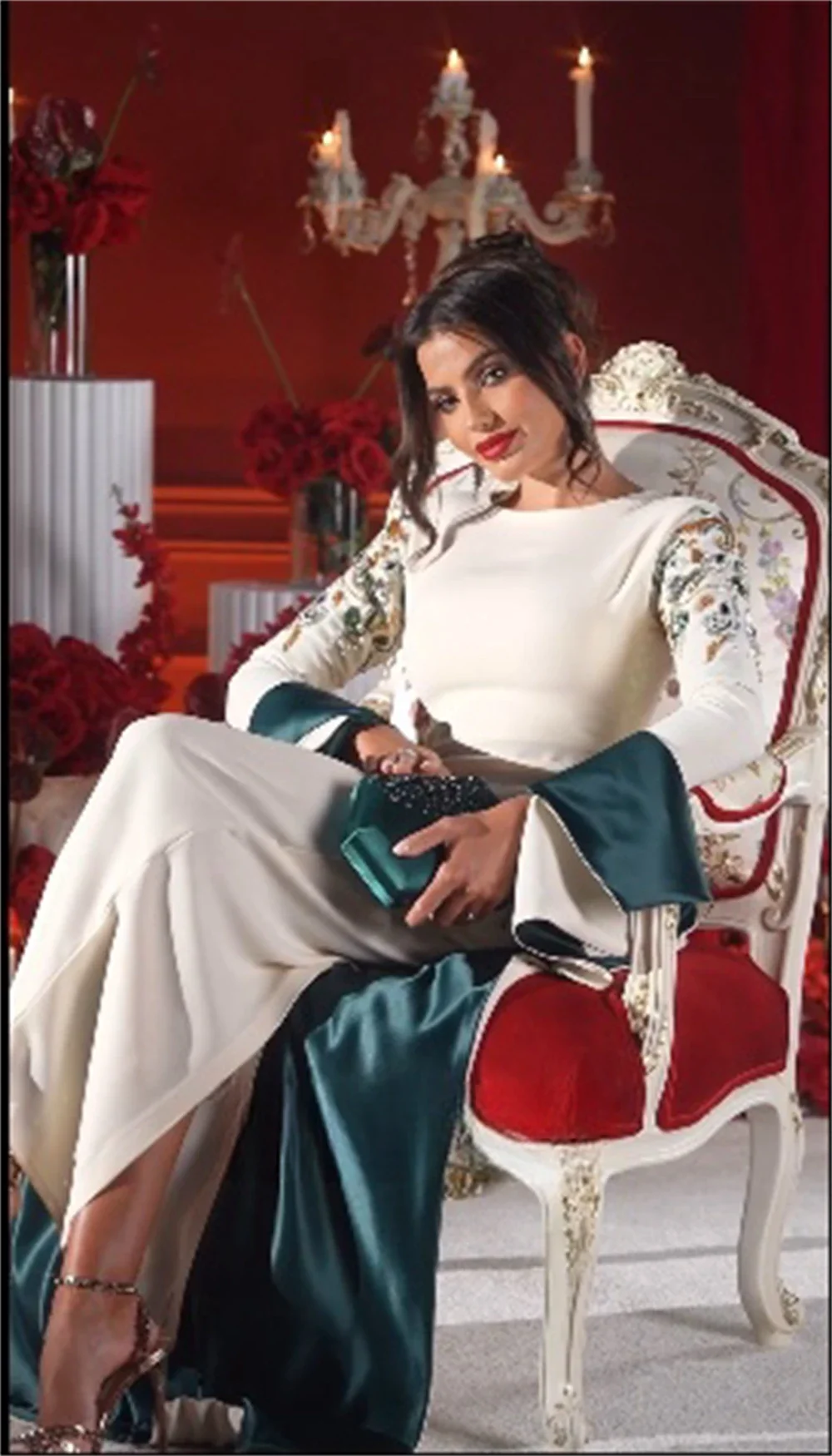 Customized Evening Dress Saudi Arabia Formal Gown Jewel Column Anke Length Ribbon Hugging Skirts Vertically Bes