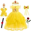 Belle Kids Princess Cosplay Dress Children Beauty Beast Charm Costume Girls Birthday Carnival Christmas Party Vestidos