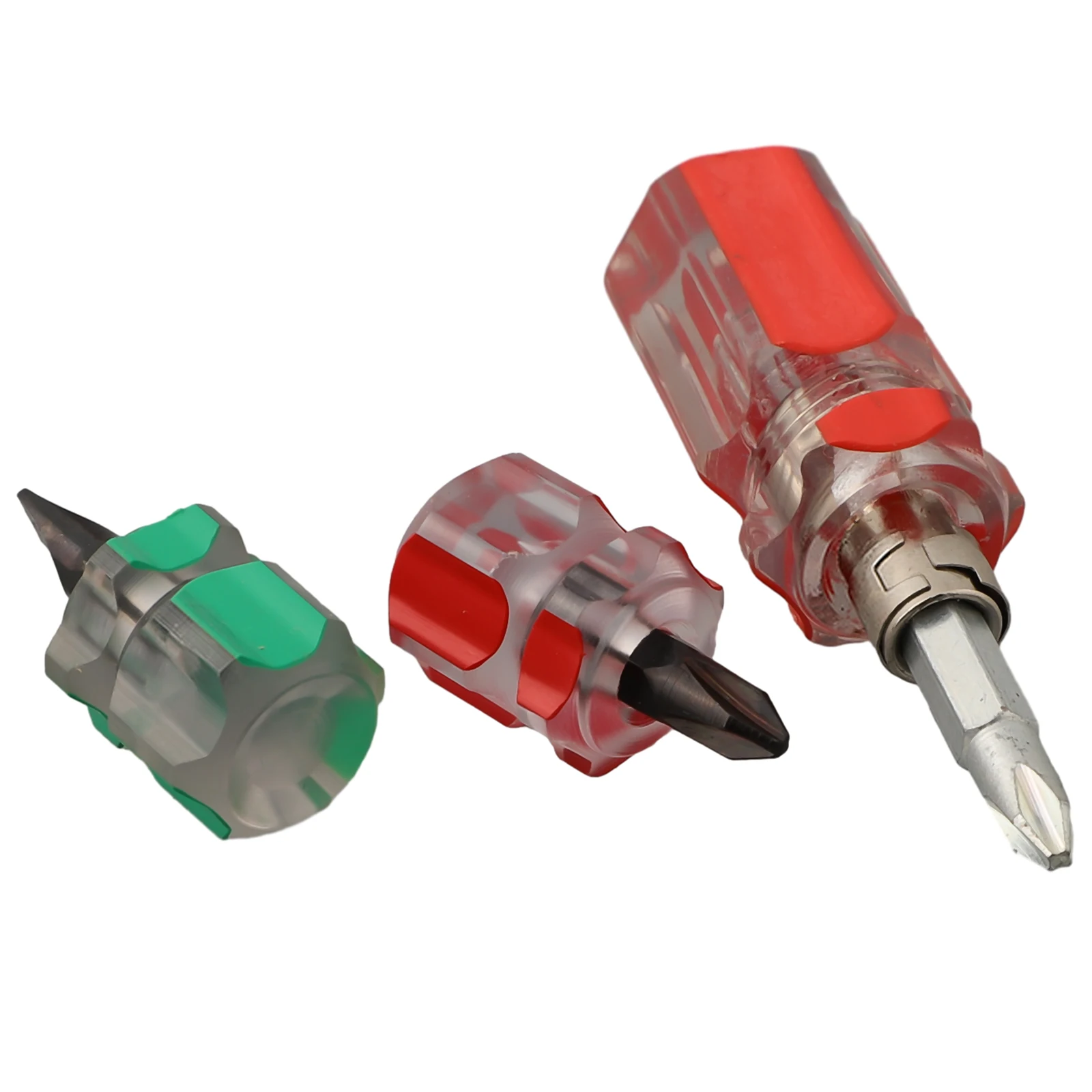 

Short Handle 3 Piece Screwdriver Set Flat Head/Cross Head/2 in 1 Interchangeable Ideal for Narrow and Hard to Reach Spaces