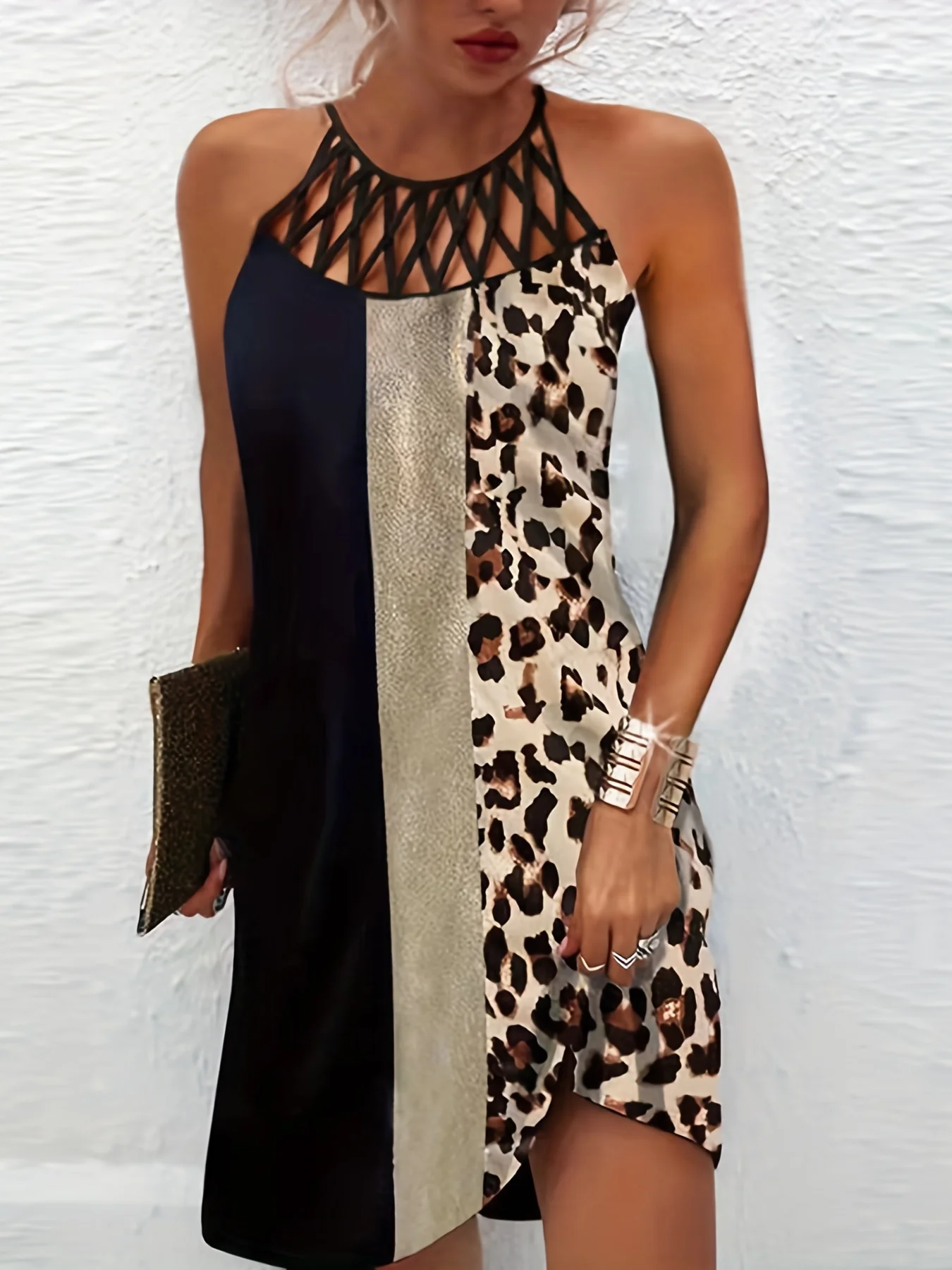 2026 New Spring and Summer National Wind Positioning Printing Mesh Belt Sleeveless Casual Dress