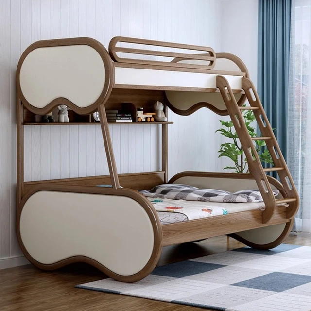120x200 135x200 150x200 cm Modern luxury ash wood bunk bed 2 people Double loft bedroom beds full size bed frame furniture 4