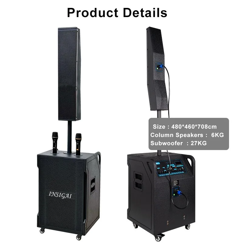 Column Speakers With Wireless Microphone Professional 15 Inch Active Line Array Column Speaker pa System