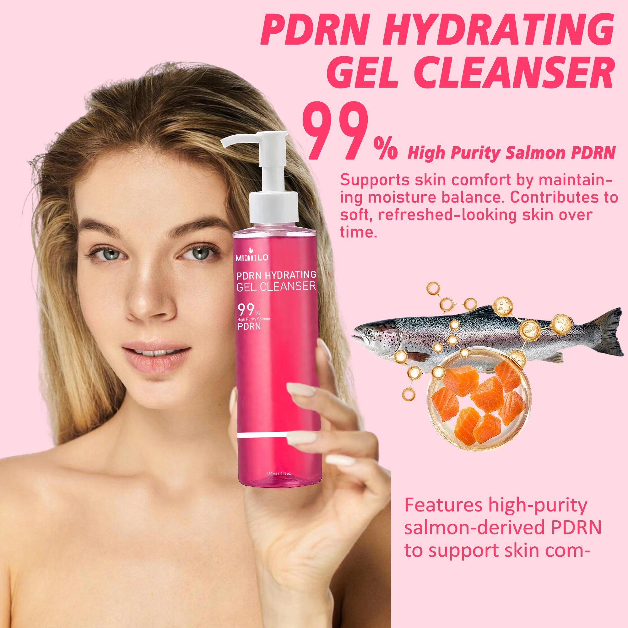 DNA PDRN Salmon Pink Foam Cleansing Gel, Containing PDRN, Controls Oil, Removes Blackheads, Deeply Cleanses, Is Non-irritating_voghion.com