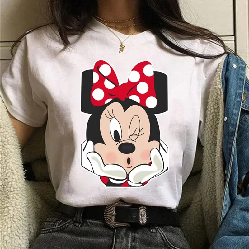 

Minnie T-shirt 2024 Family Trip Disneyland Clothes for Mother Kids Short Sleeve Summer New Fashion Vacay Mode Women Tops