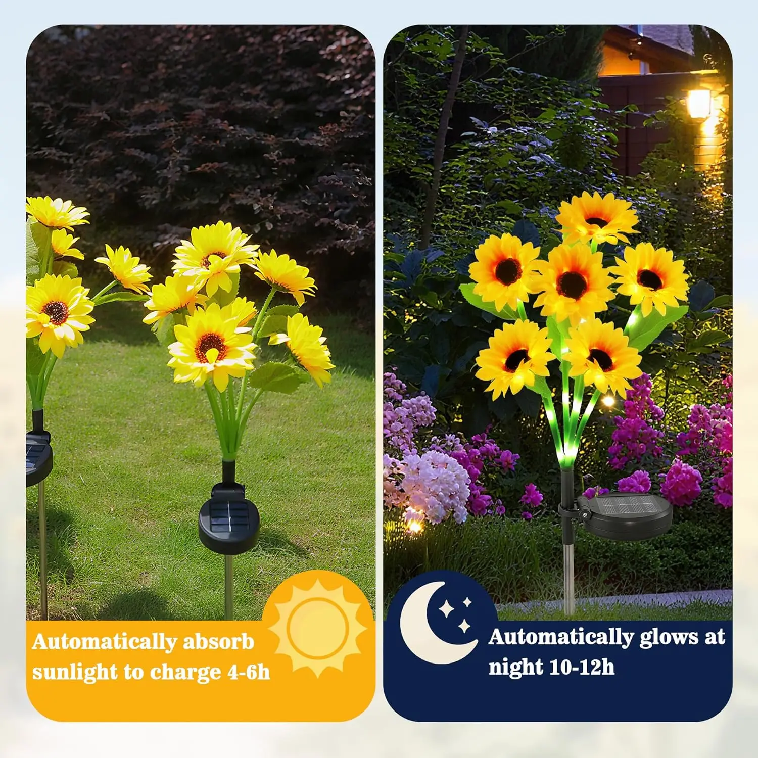 Solar-Powered Sunflower Lights with Flashing & Steady Modes - Waterproof Decorative Garden Lights