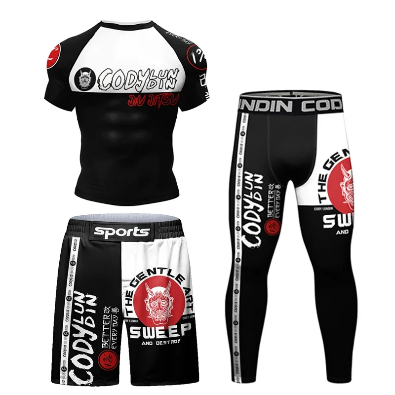 Boxing Mma T shirt Pants Set Jiu Jitsu Rushguard For Men Mma Rashguard Clothing Kickboxing Muay Tait Shorts Boxe Sportswear