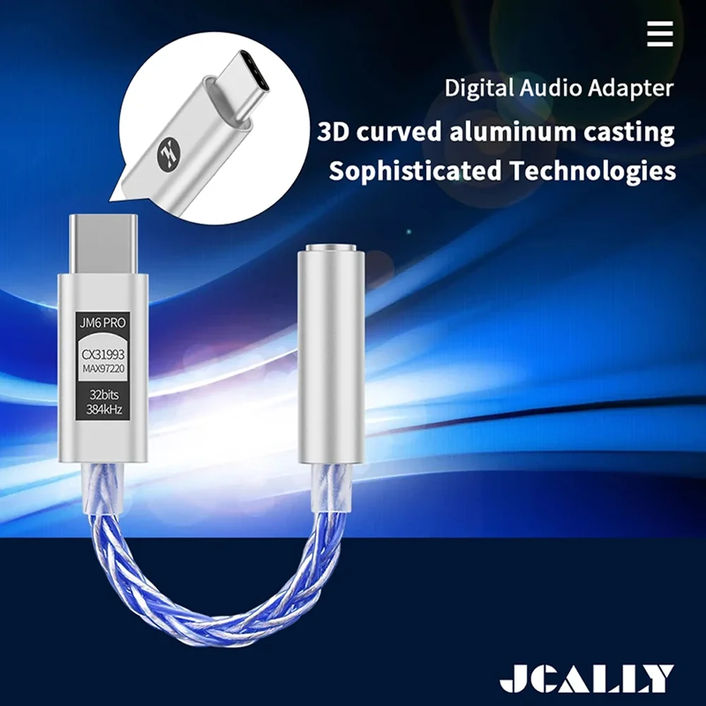 1Pcs JCALLY CX31993 Hifi DAC Type-C to 3.5mm Digital Audio Decoding Portable Headphone Amplifier LXDA JM6 Pro Dac AMP